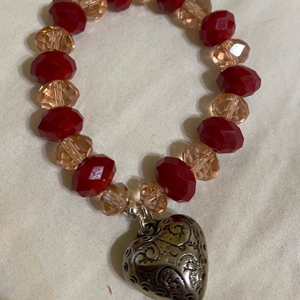 Crystal & Sterling Bracelet & Red Velvet Heart Container - Picture 4 of 5